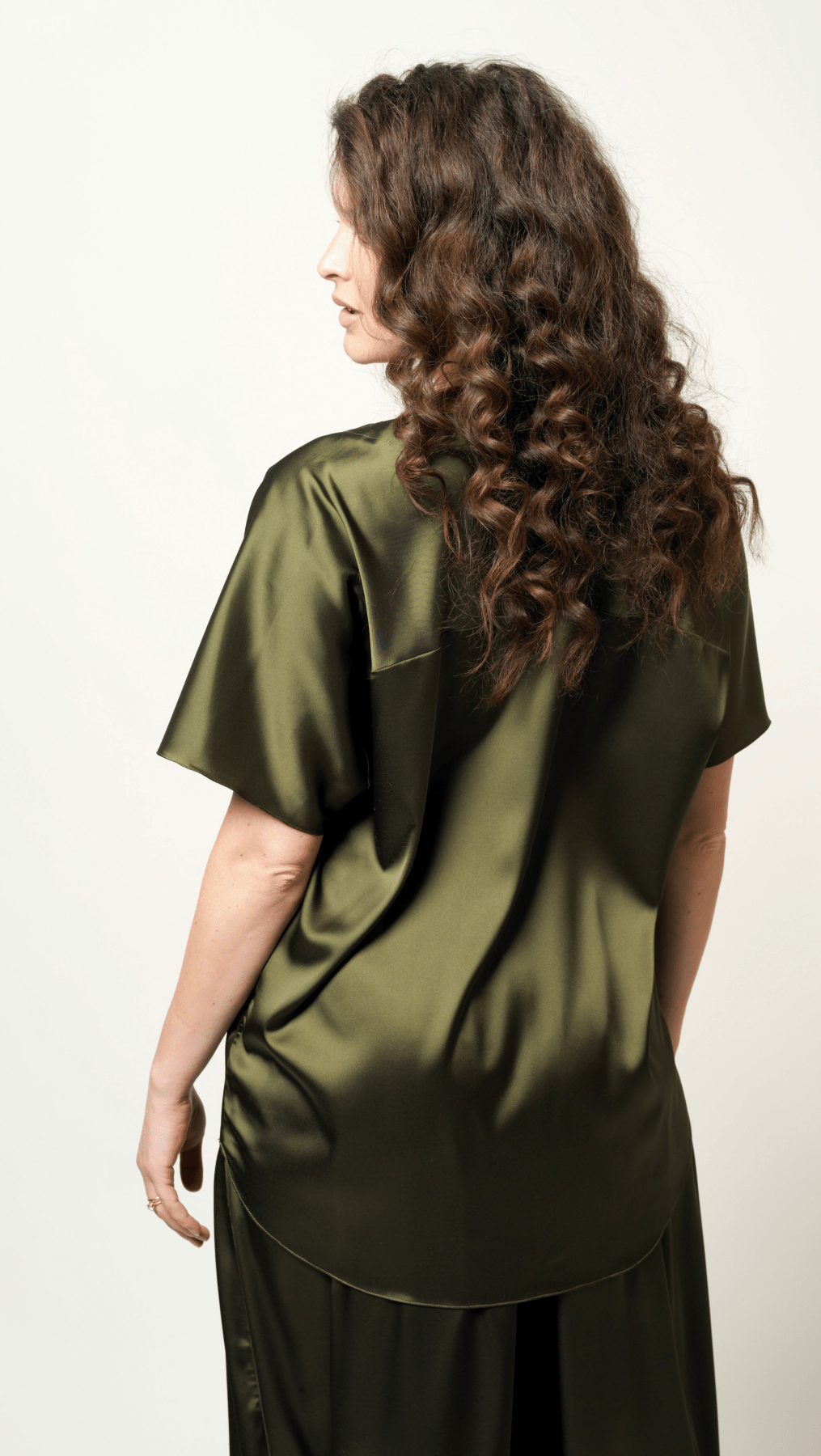 Forest green silk top BeaA - Be At Home with Yourself