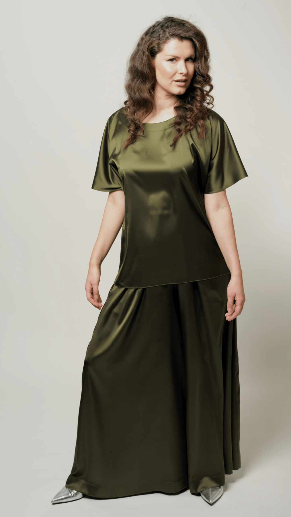 Forest green silk top BeaA - Be At Home with Yourself