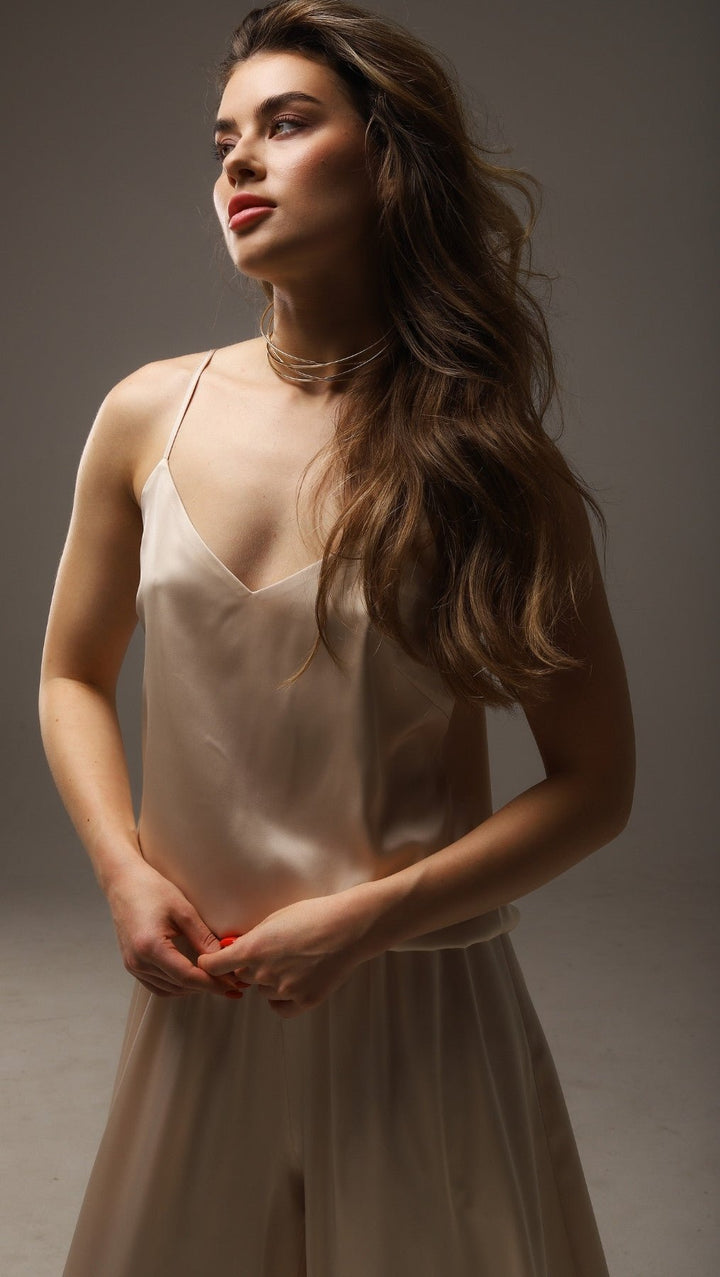 Top with tiny straps Champagne - BeaA - Be At Home with Yourself - Top