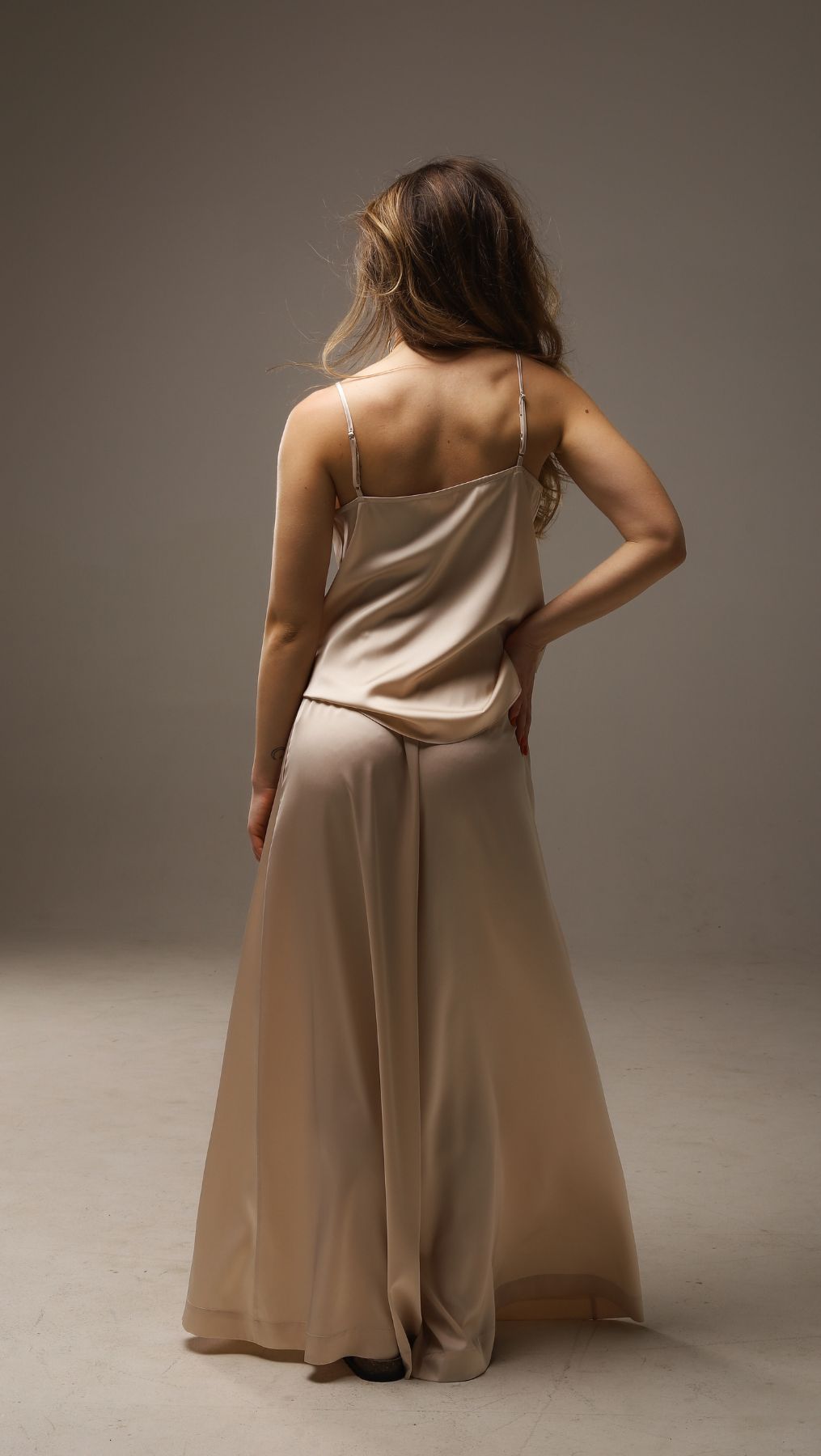 Top with tiny straps Silk Champagne