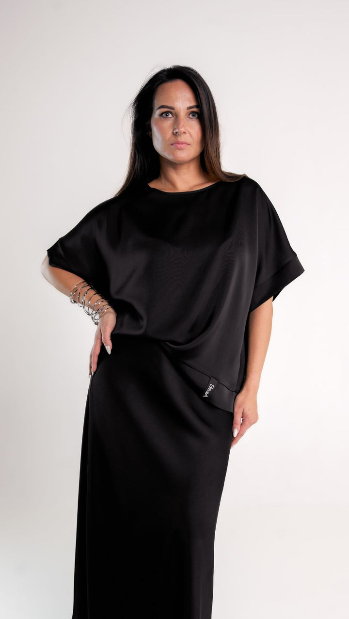 Silk Satin top Black