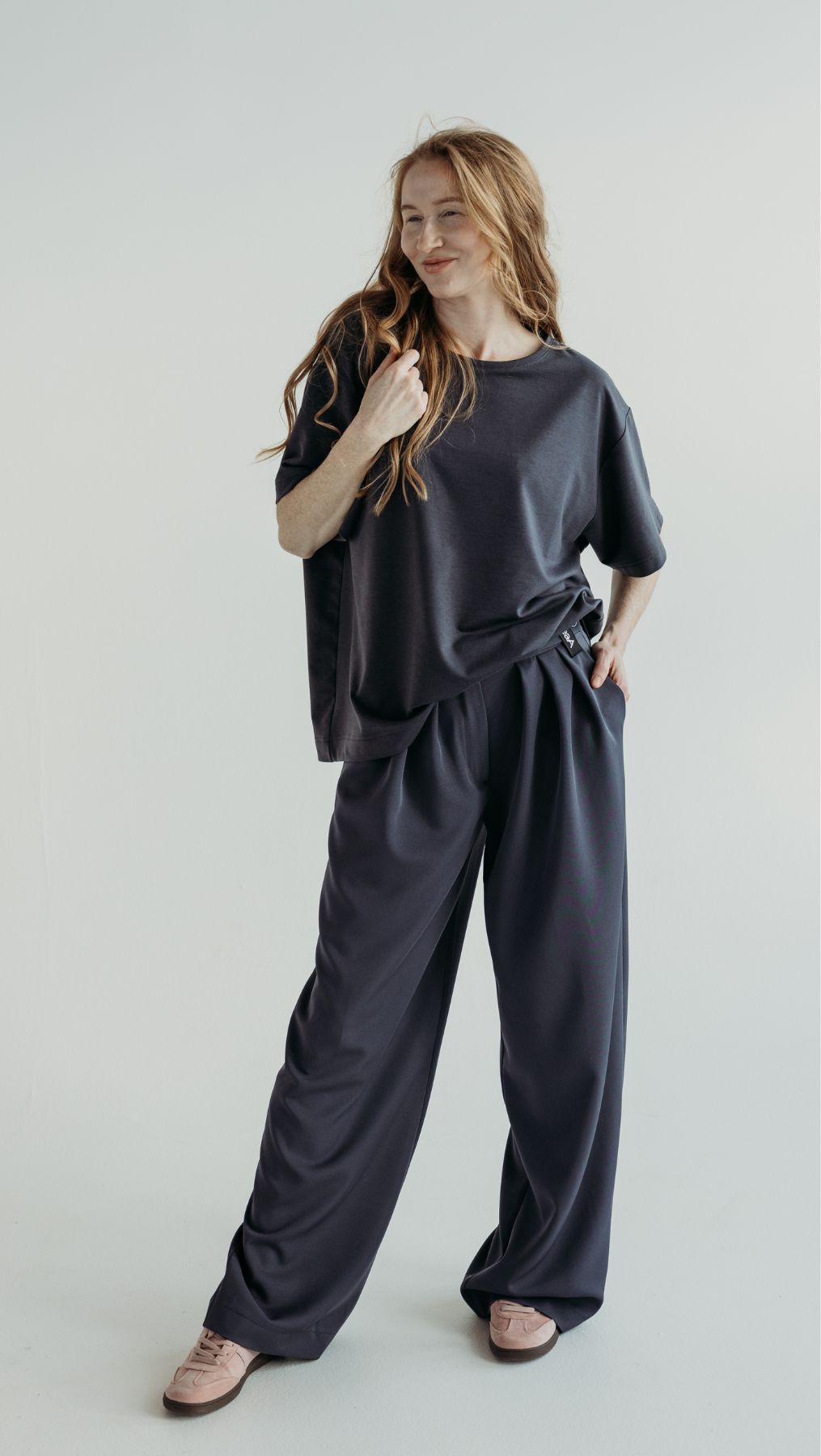 Elegant Straight-Leg Trousers in Stone Blue color