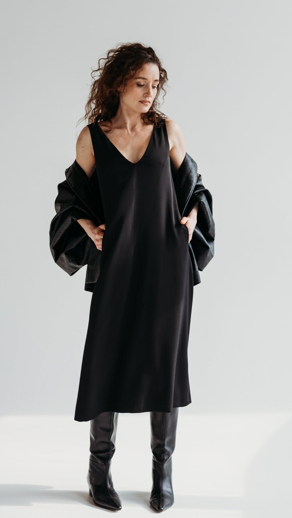 V - Neck dress black - BeaA - Be At Home with Yourself - Dress