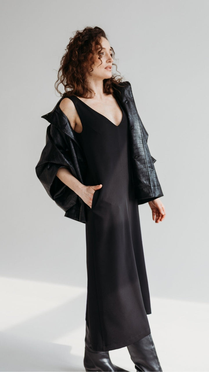V - Neck dress black - BeaA - Be At Home with Yourself - Dress