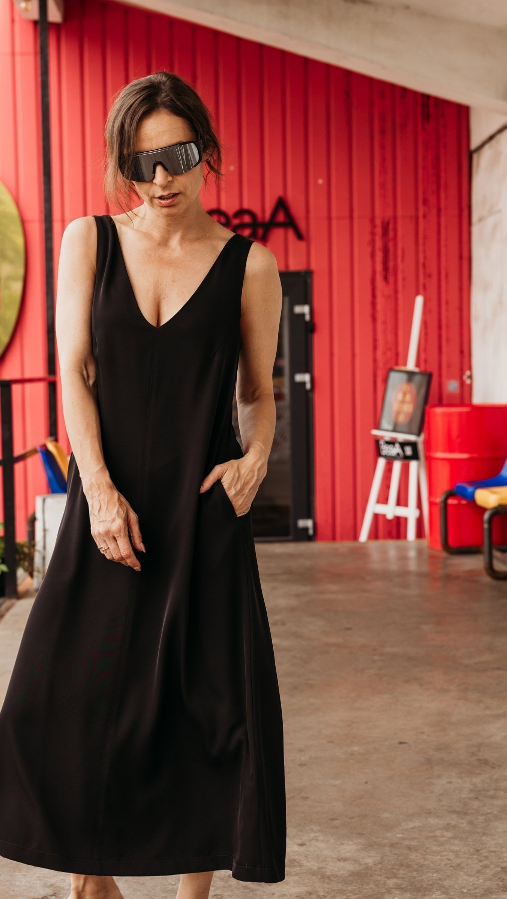 V-Neck dress black - BeaA - Be At Home with Yourself - Dress