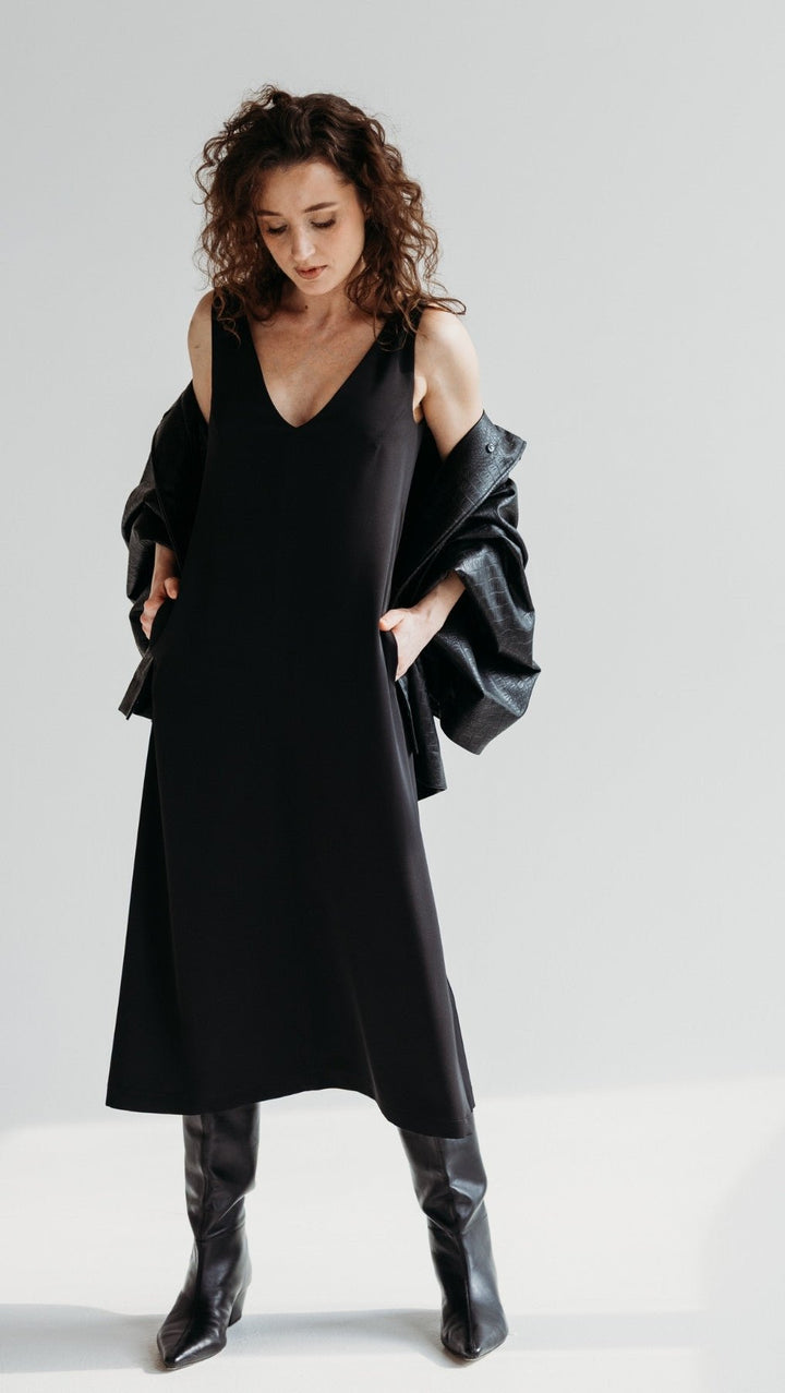 V - Neck dress black - BeaA - Be At Home with Yourself - Dress