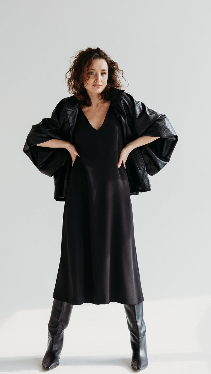 V - Neck dress black - BeaA - Be At Home with Yourself - Dress