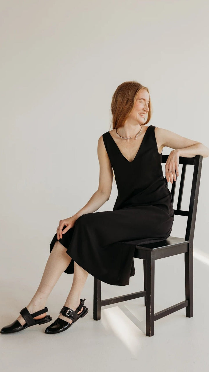 V - Neck dress black/Orchid - BeaA - Be At Home with Yourself - Dress