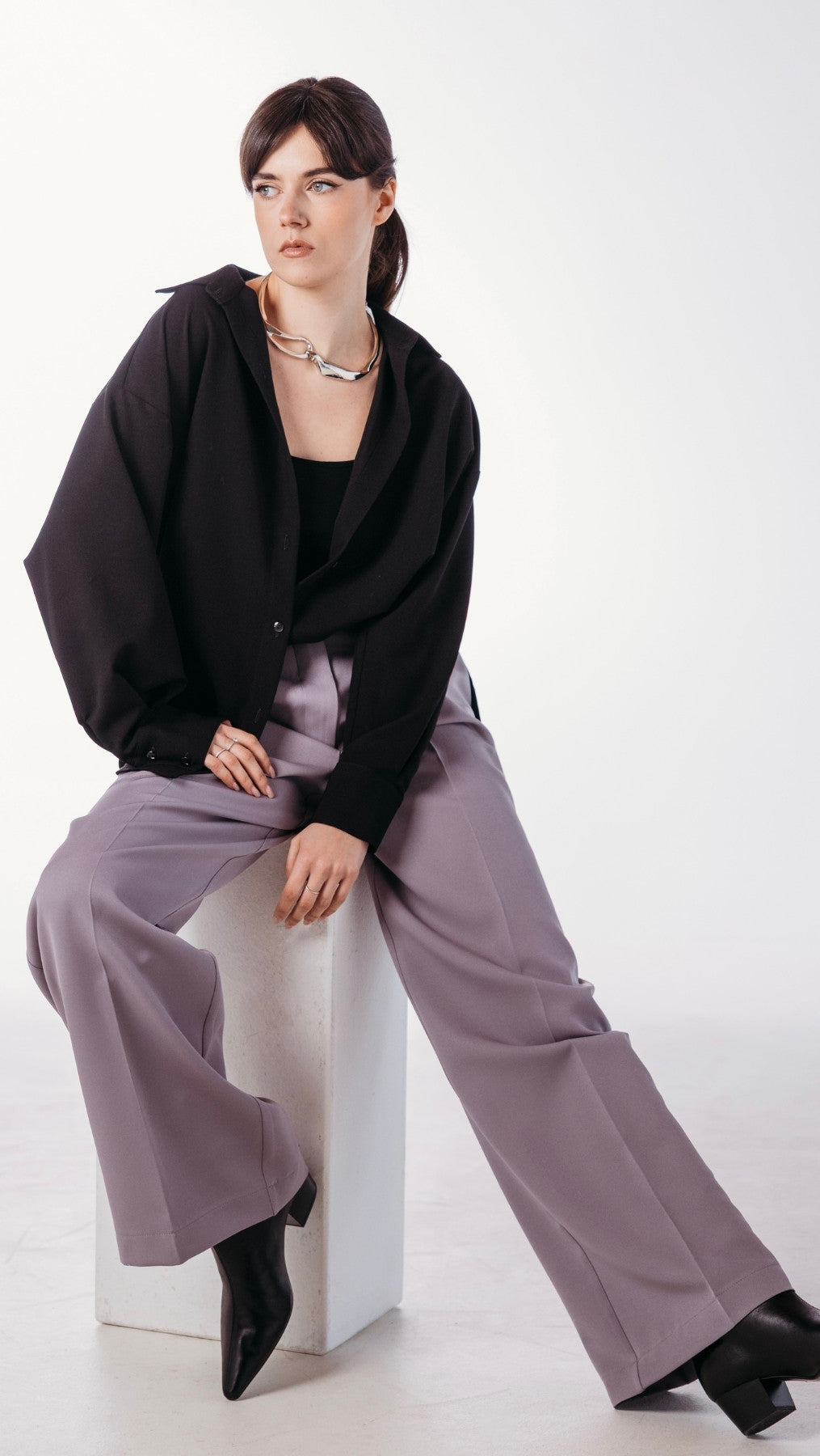  Klasiskas bikses Lavanda pelēkas