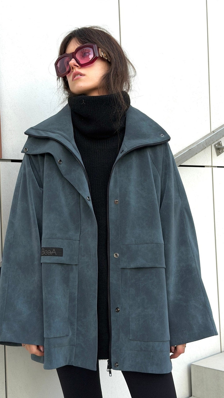 Vegan Leather Utility Jacket - BeaA - Be At Home with Yourself - coat
