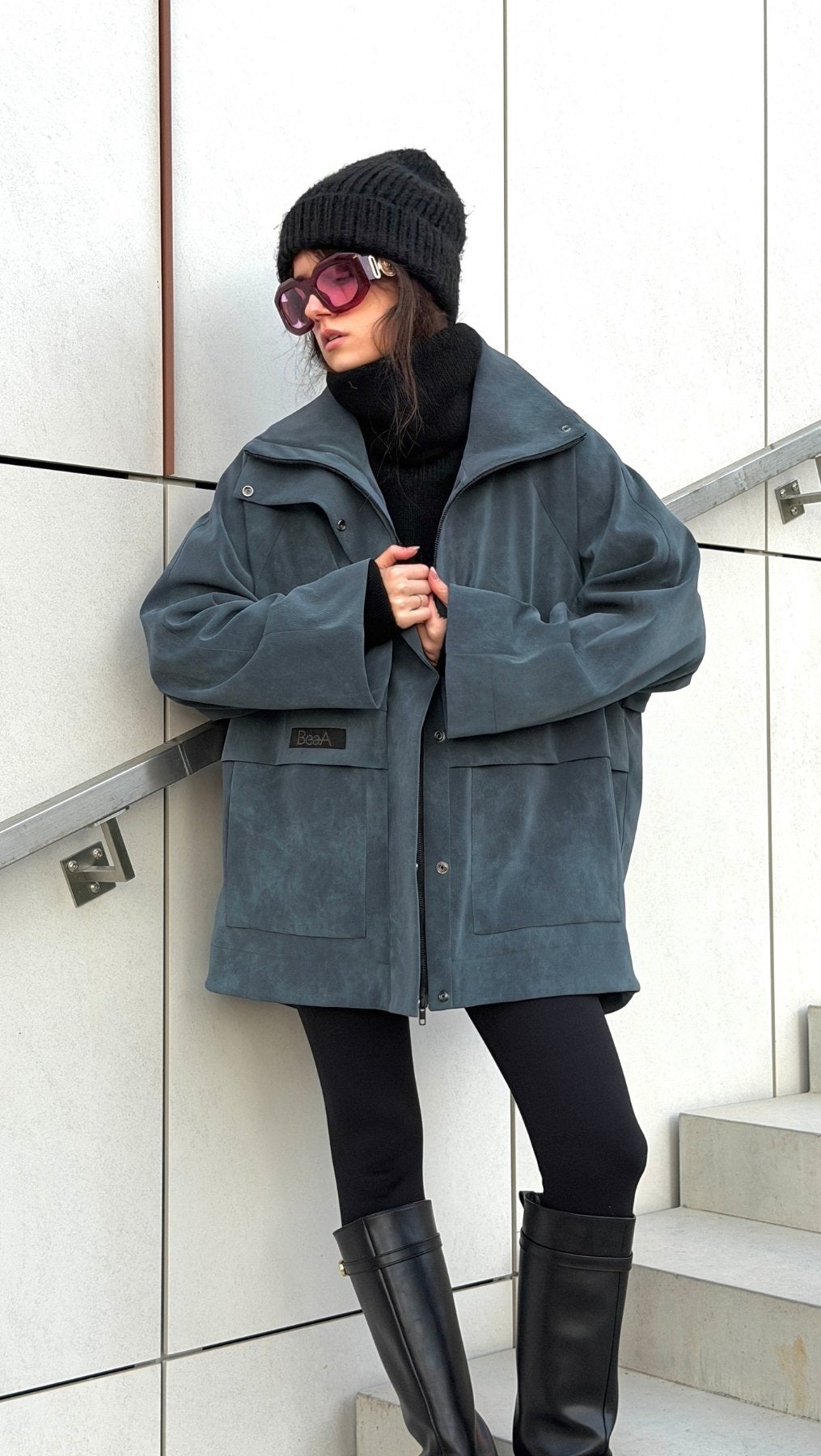 Vegan Leather Utility Jacket - BeaA - Be At Home with Yourself - coat