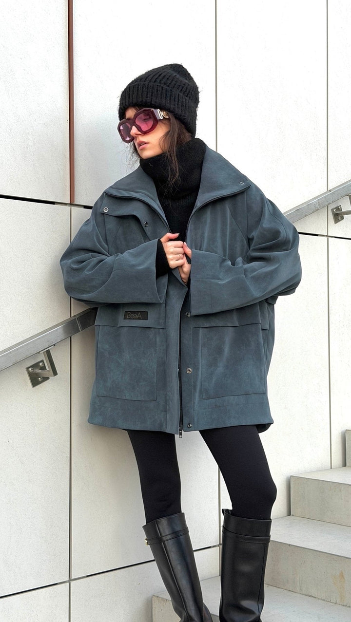 Vegan Leather Utility Jacket - BeaA - Be At Home with Yourself - coat