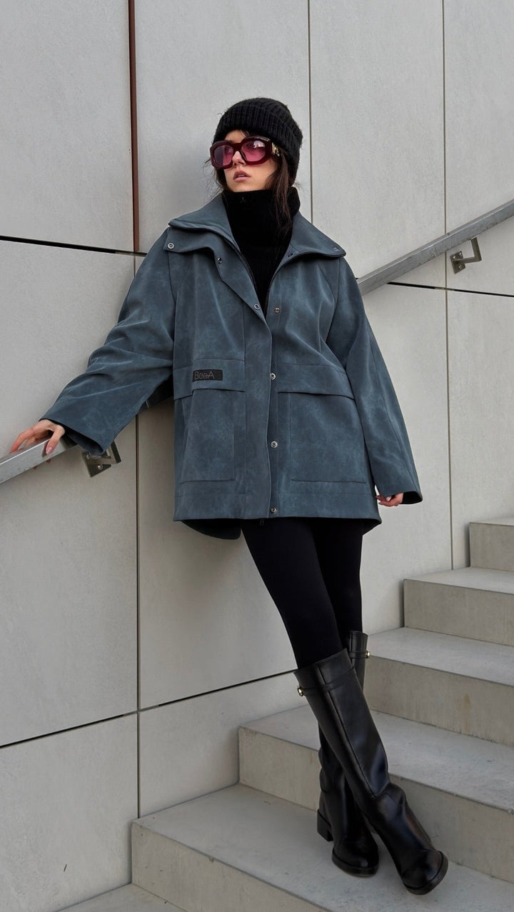 Vegan Leather Utility Jacket - BeaA - Be At Home with Yourself - coat