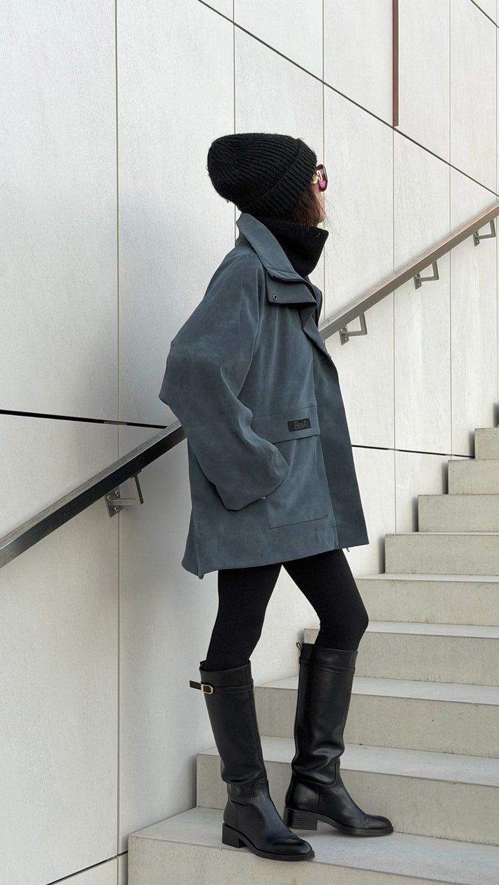 Vegan Leather Utility Jacket - BeaA - Be At Home with Yourself - coat