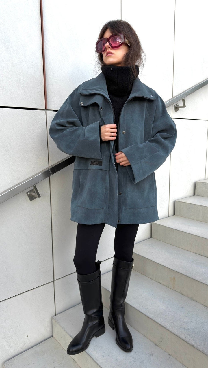 Vegan Leather Utility Jacket - BeaA - Be At Home with Yourself - coat