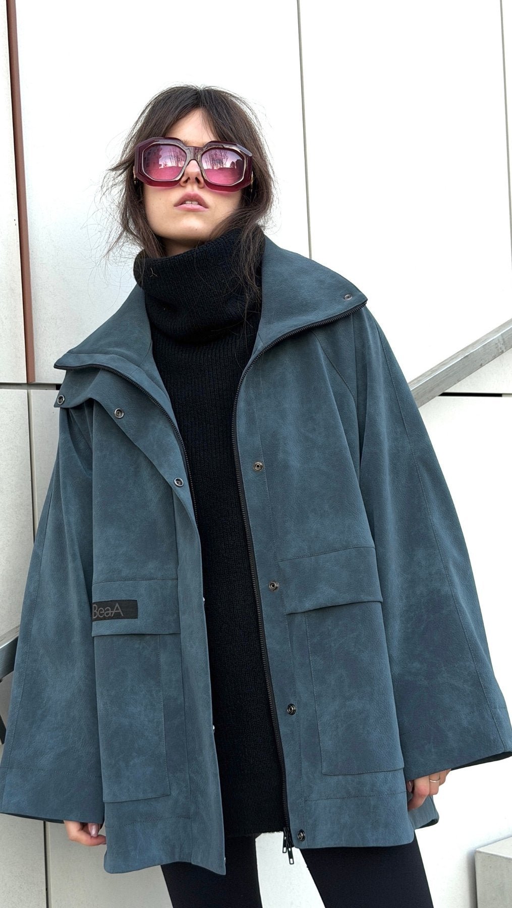 Vegan Leather Utility Jacket - BeaA - Be At Home with Yourself - coat