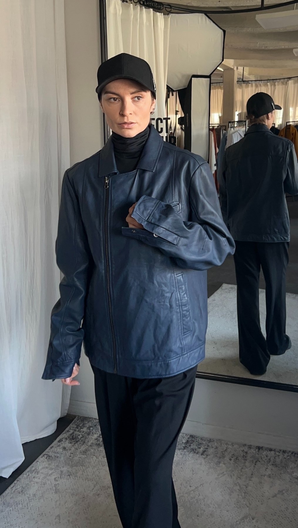 Vintage leather jacket blue - BeaA - Be At Home with Yourself - jacket