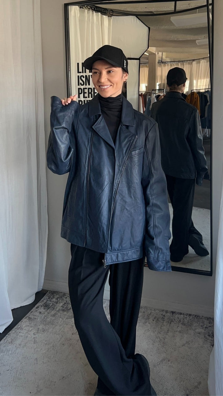Vintage leather jacket blue - BeaA - Be At Home with Yourself - jacket