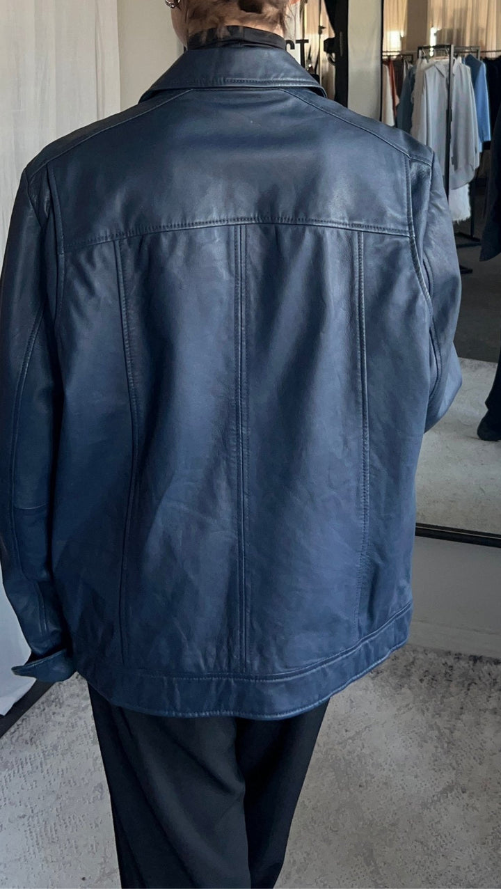 Vintage leather jacket blue - BeaA - Be At Home with Yourself - jacket