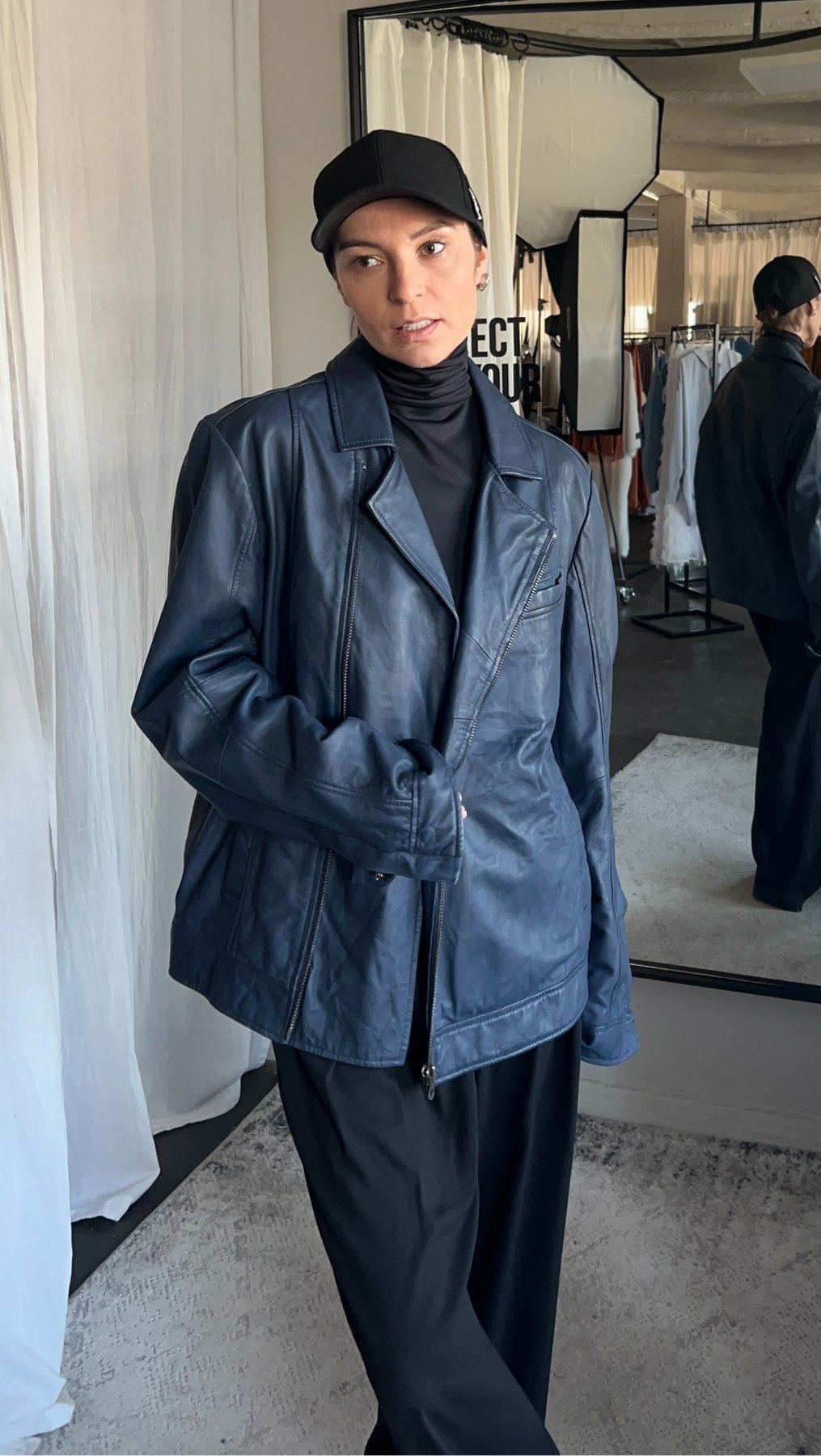 Vintage leather jacket blue - BeaA - Be At Home with Yourself - jacket