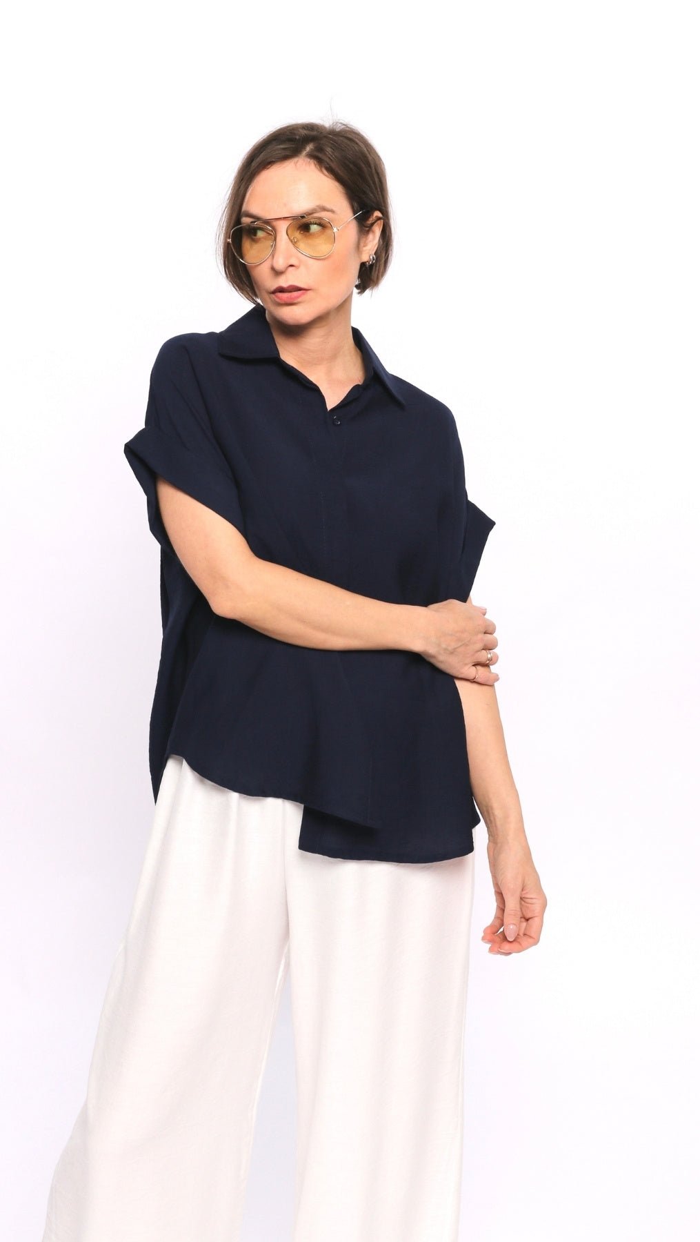 Viscose shirt Navy - BeaA - Be At Home with Yourself - Top