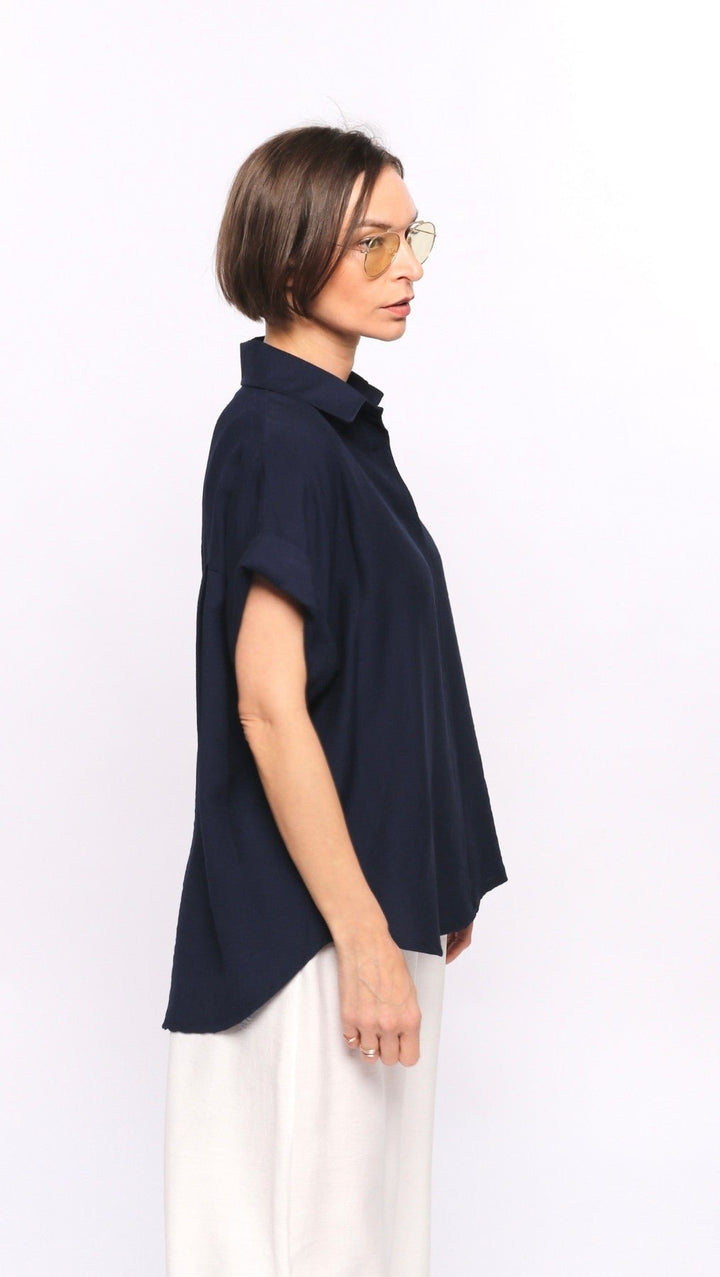 Viscose shirt Navy - BeaA - Be At Home with Yourself - Top