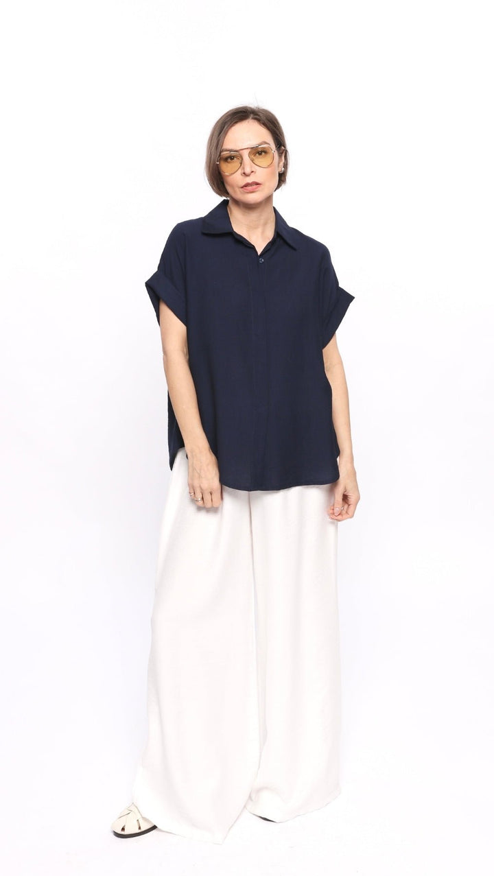 Viscose shirt Navy - BeaA - Be At Home with Yourself - Top