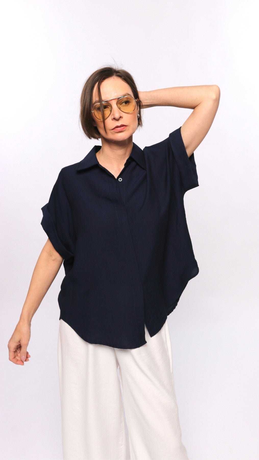 Viscose shirt Navy - BeaA - Be At Home with Yourself - Top