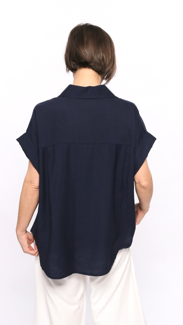 Viscose shirt Navy - BeaA - Be At Home with Yourself - Top