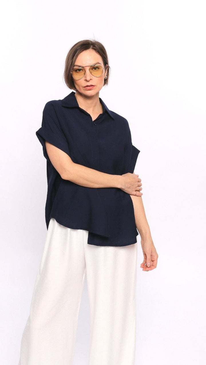 Viscose shirt Navy - BeaA - Be At Home with Yourself - Top