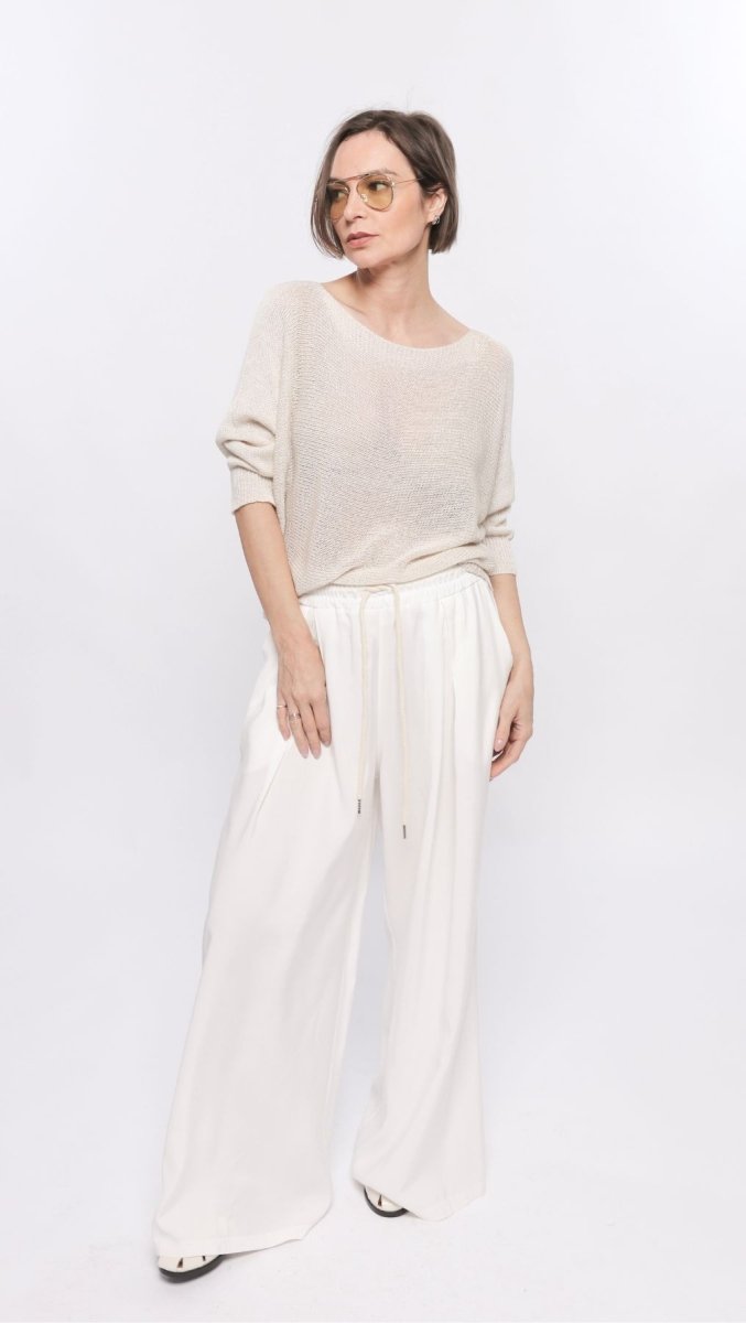 Wide - leg trousers White - BeaA - Be At Home with Yourself - Trousers