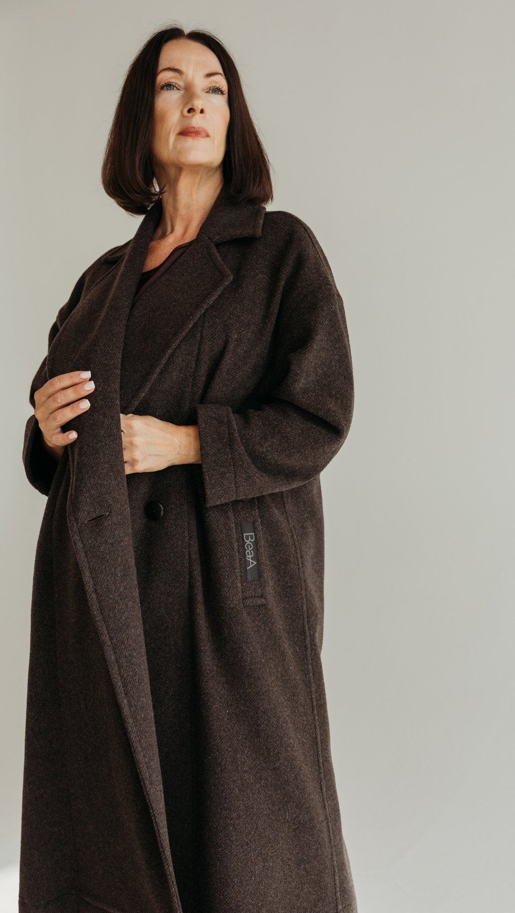 Wool Button Coat Dark Brown - BeaA - Be At Home with Yourself - coat