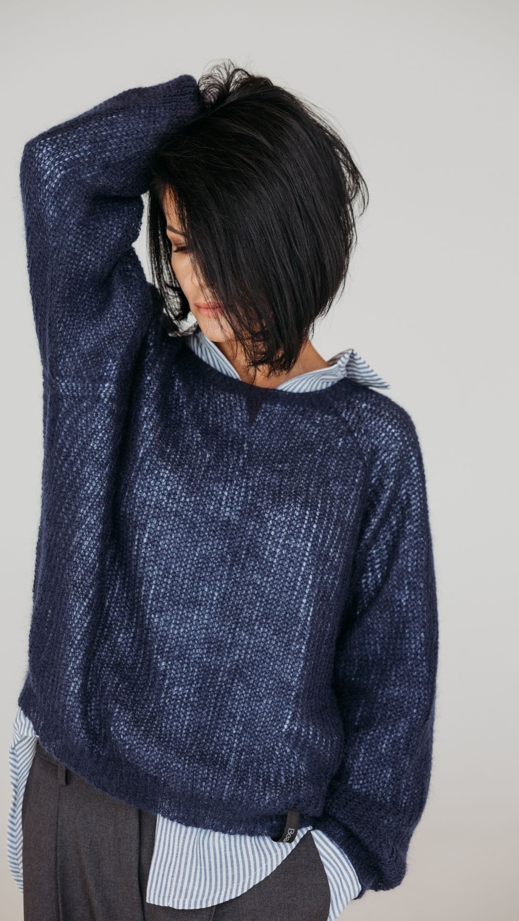 Light sweater Kidmohair-Merino blue